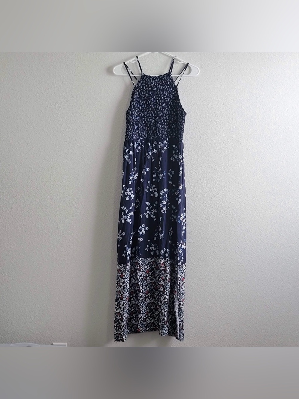Exhilaration: Size S Navy Floral Smocked Maxi Dress